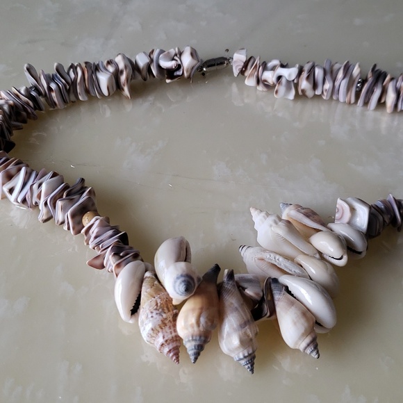 Shells and natural shell tidbits necklace with a magnetic clasp - Picture 2 of 4
